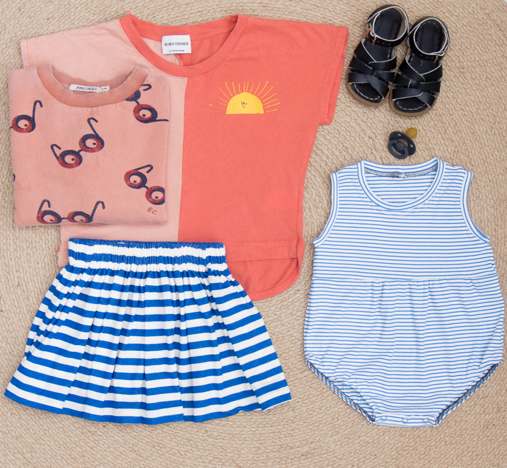 Stripes and blue summer girls outfit